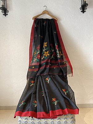 Silk-Blue-Jamdani-Bengal Saree